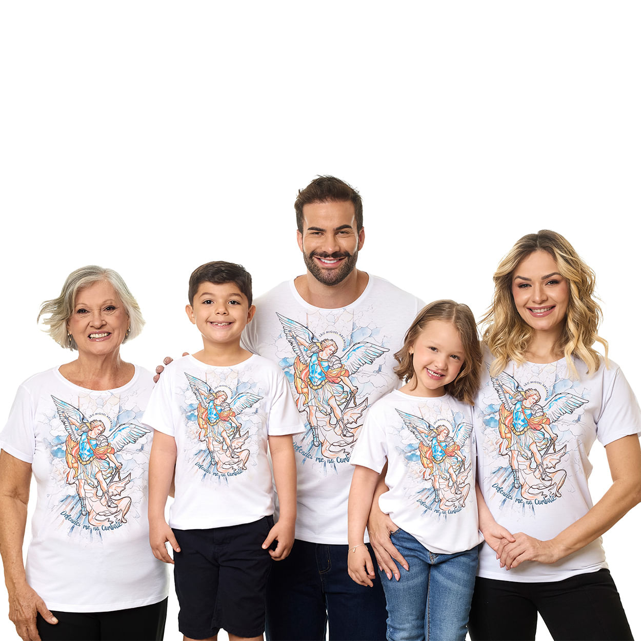 Branco  - Camiseta Infantil São Miguel Arcanjo DV13449 - Leves Detalhes