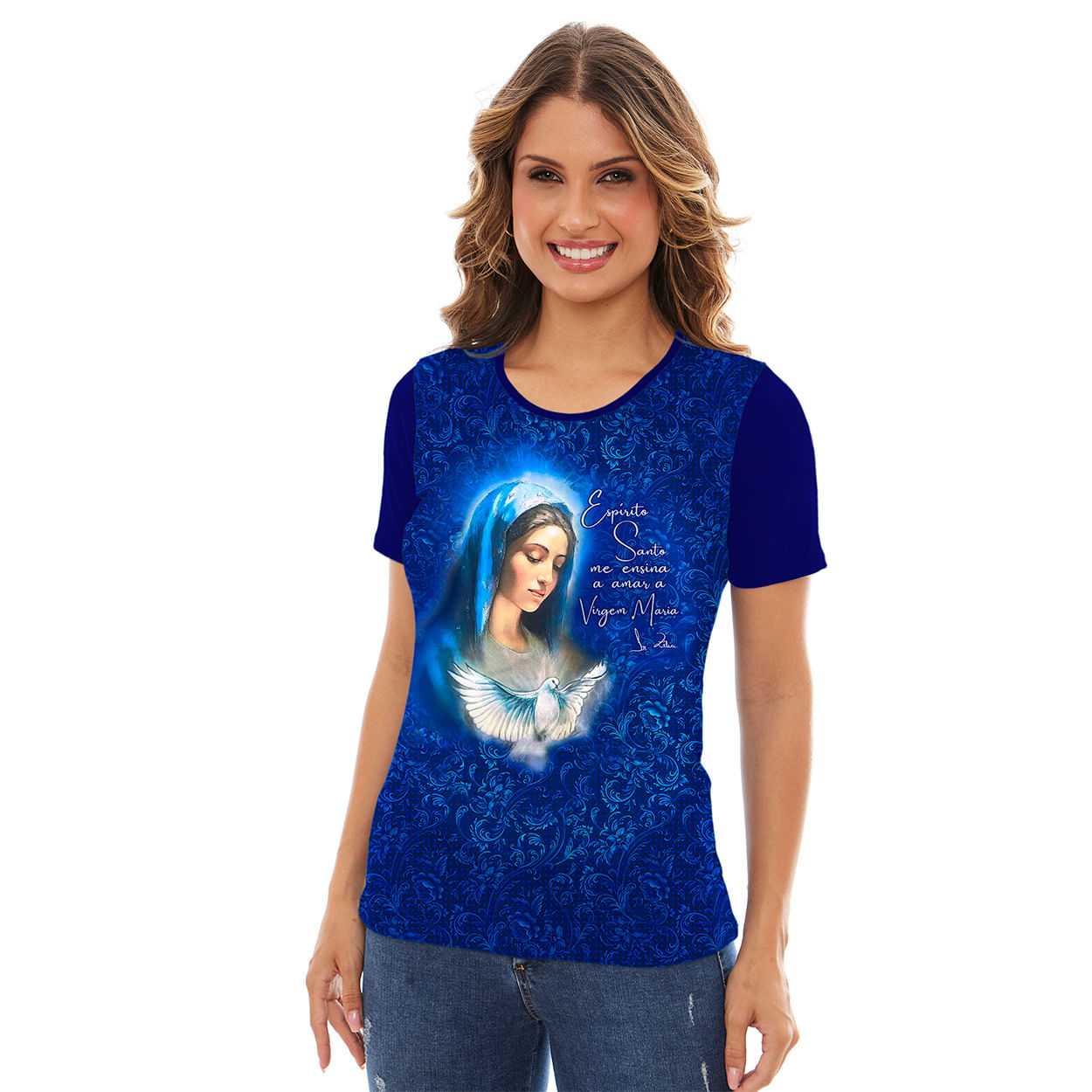 Baby Look Nossa Senhora com Espírito Santo DV13460 - AZUL PROFUNDO  