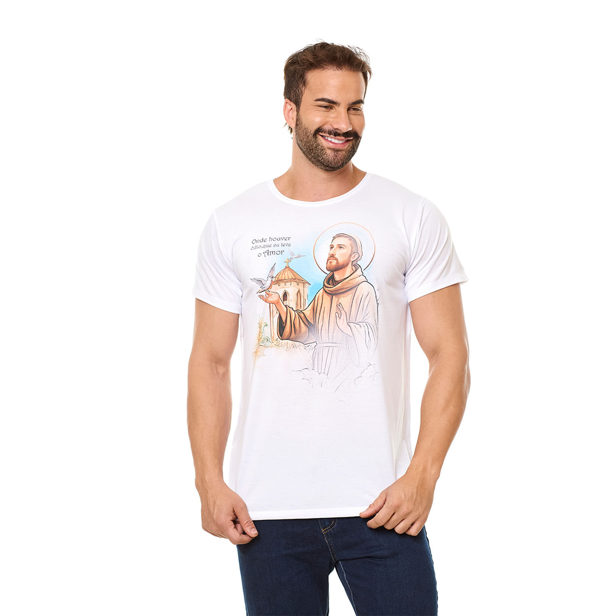 Camiseta São Francisco de Assis DV13398 - Branco  