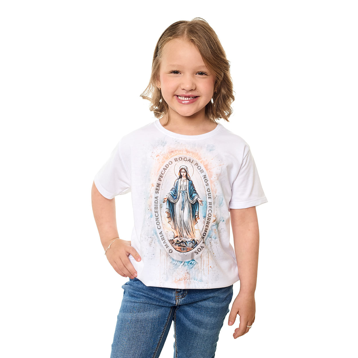 Camiseta Infantil Nossa Senhora das Graças DV13401 - Branco  