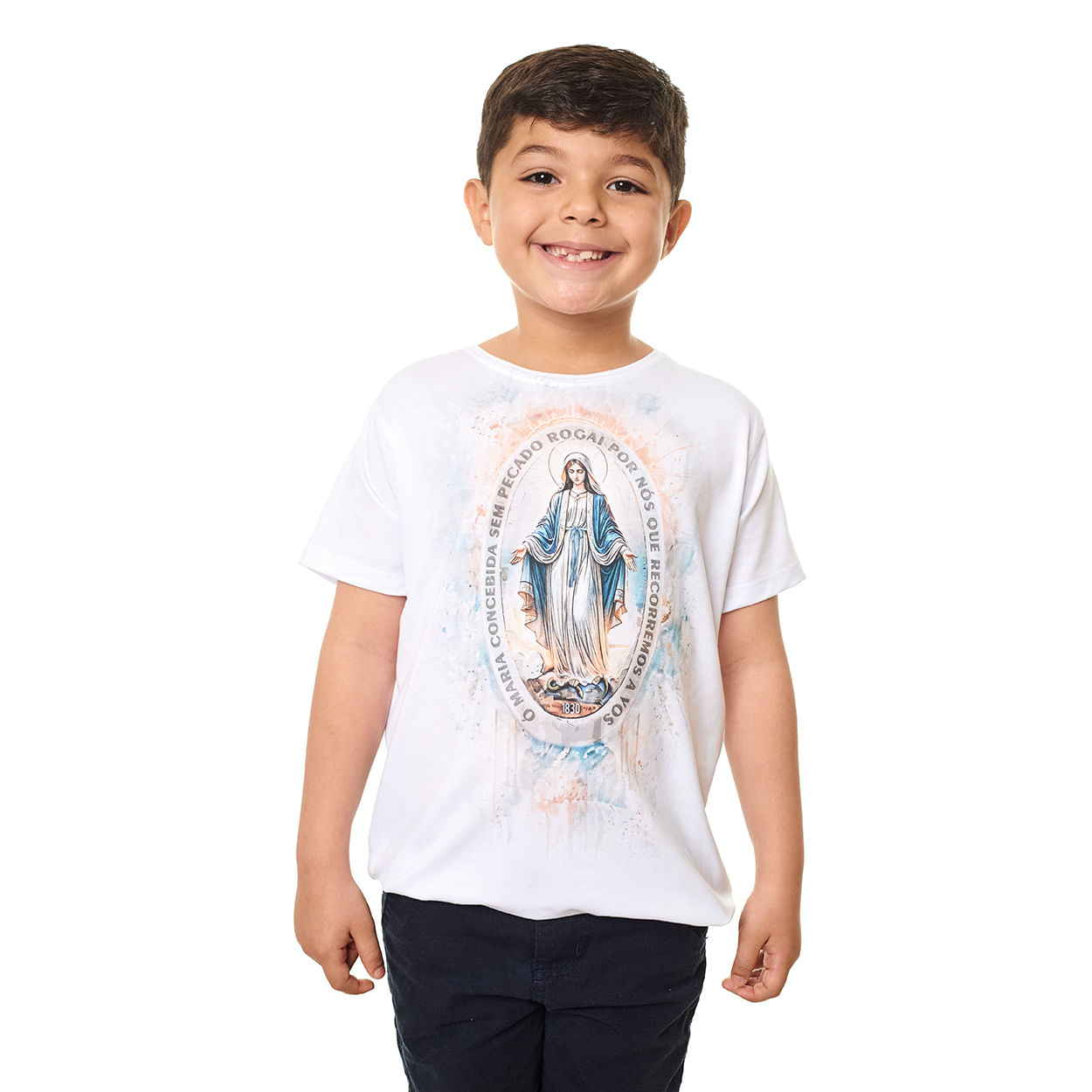 Camiseta Infantil Nossa Senhora das Graças DV13401 - Branco  