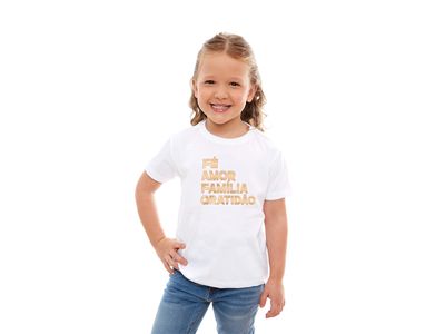 Camiseta Infantil Unissex Fé, Amor, Fámilia, Gratidão MS13468