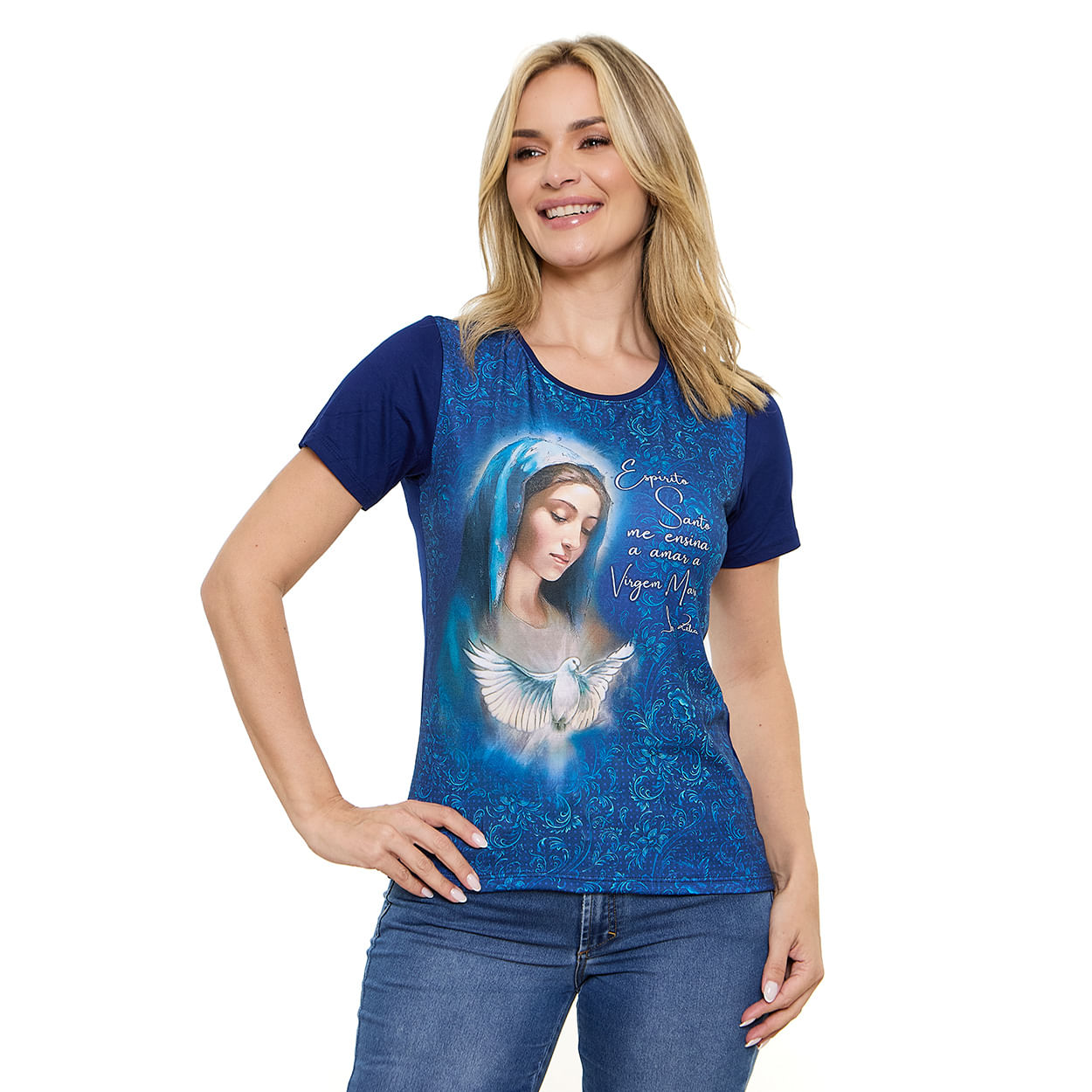 AZUL PROFUNDO  - Baby Look Nossa Senhora com Espírito Santo DV13460
