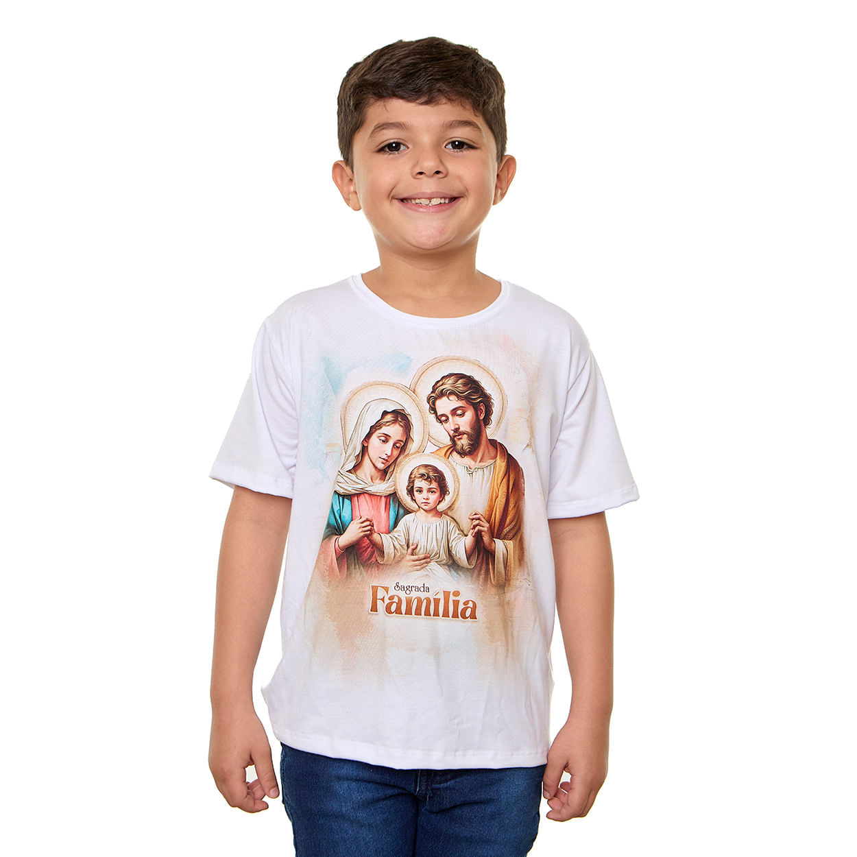 Branco  - Camiseta Infantil Unissex Sagrada Família DV13431