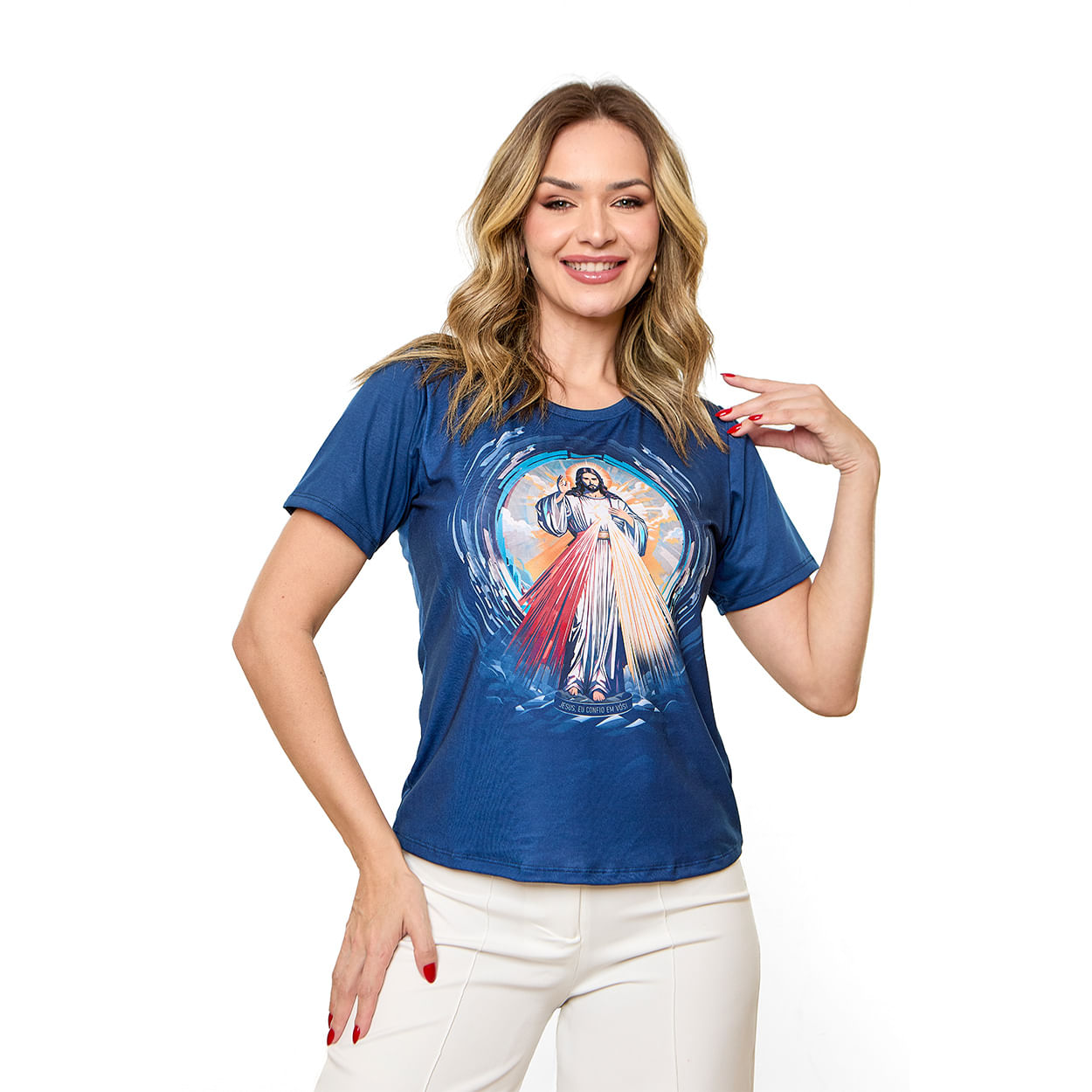 Azul Marinho  - Baby Look Jesus Misericordioso DV13433