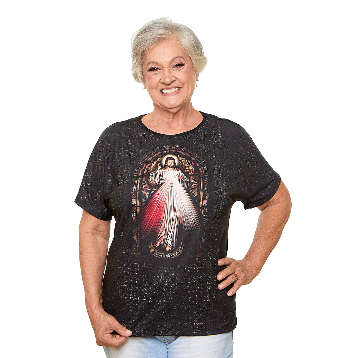 Preto  - Blusa Jesus Misericordioso DV13439