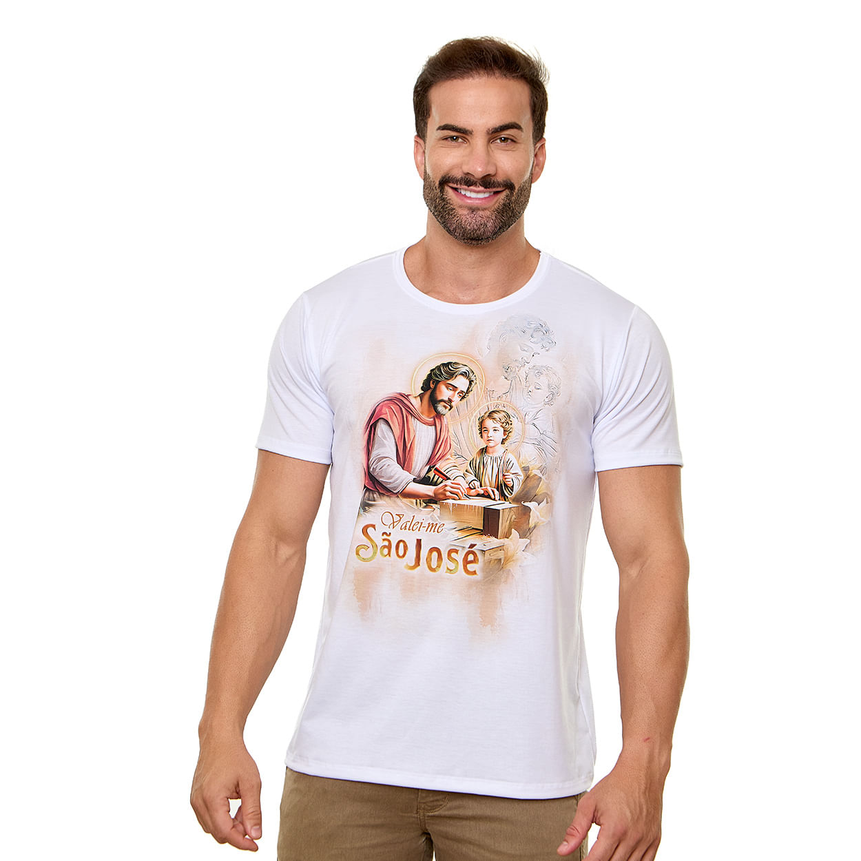 Branco  - Camiseta São José DV13457 - Leves Detalhes - OUTLET