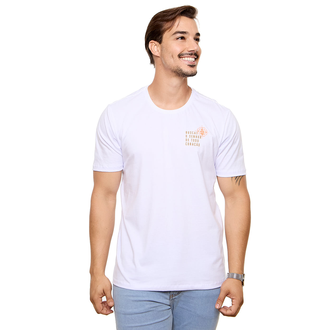 Branco  - Camiseta Buscai o Senhor de Todo Coração MS13598