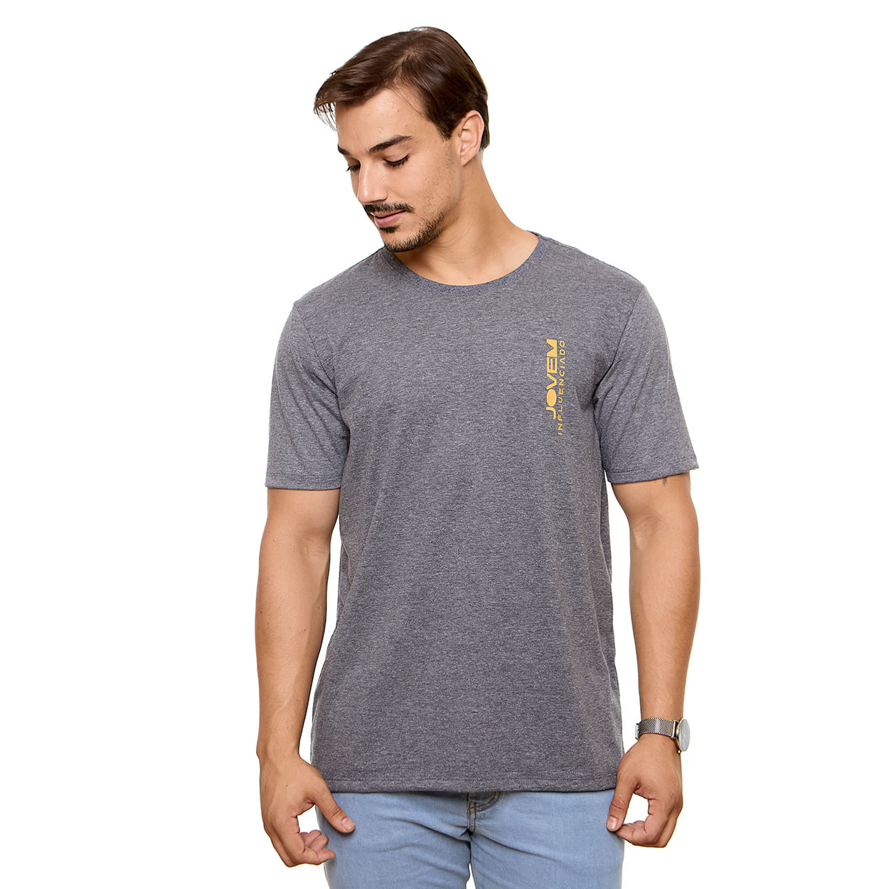 Cinza Mescla Escuro  - Camiseta Jovens Influenciáveis MS13590