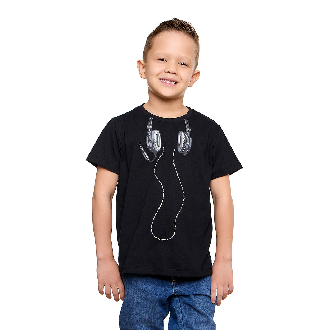 Preto  - Camiseta Infantil Fone MS13626