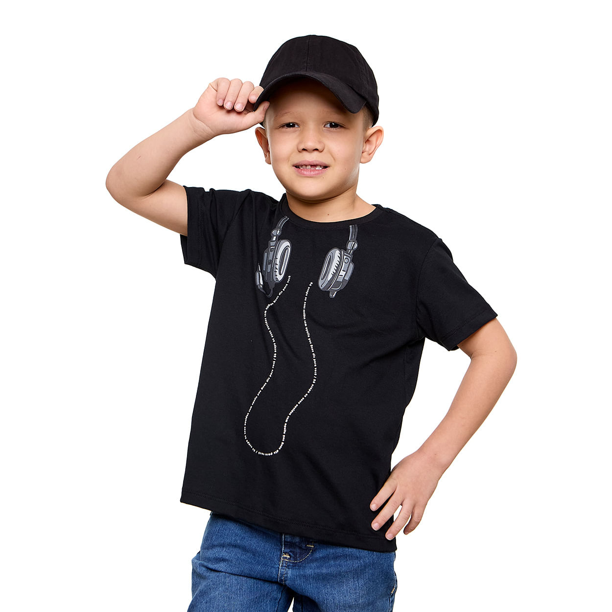 Preto  - Camiseta Infantil Fone MS13626