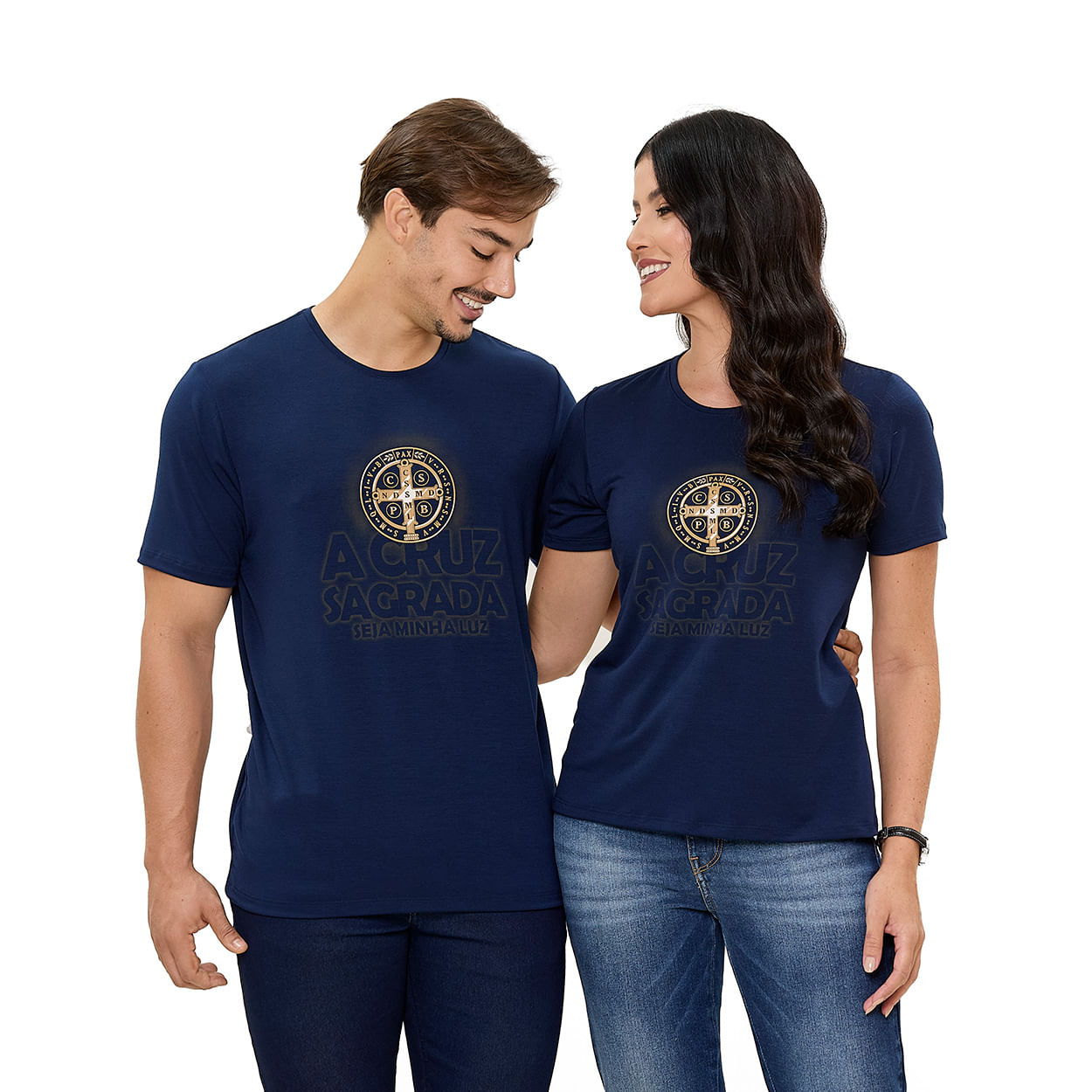 Azul Marinho  - Camiseta Medalha de São Bento DV13617