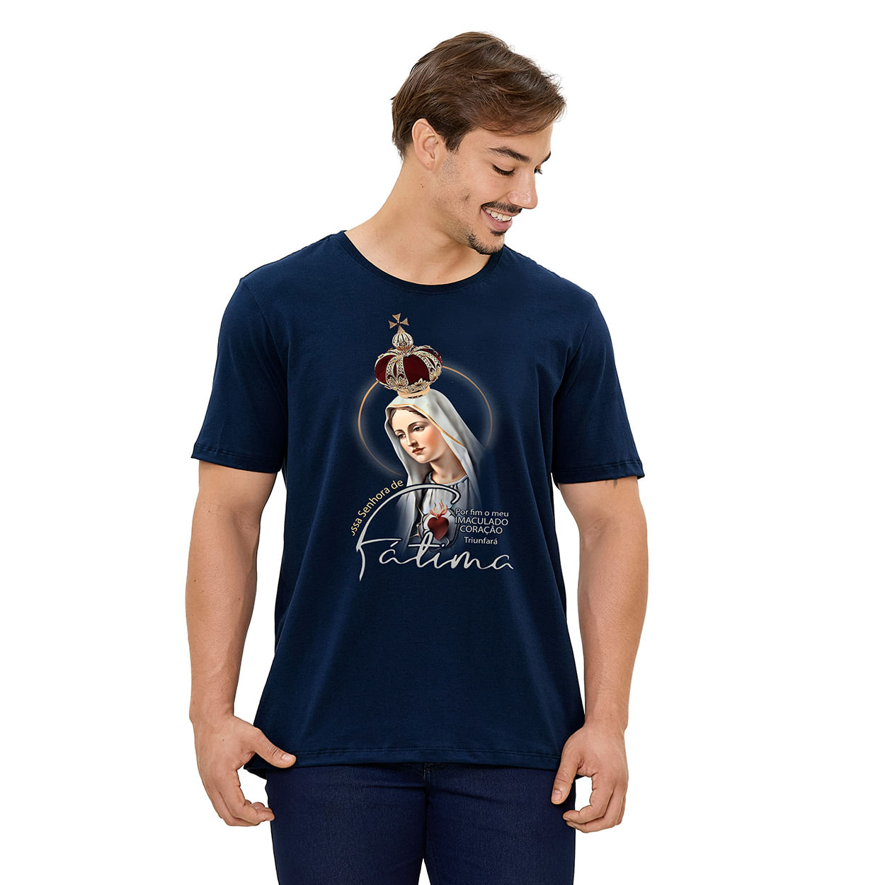 Azul Marinho  - Camiseta Nossa Senhora de Fátima DV13533