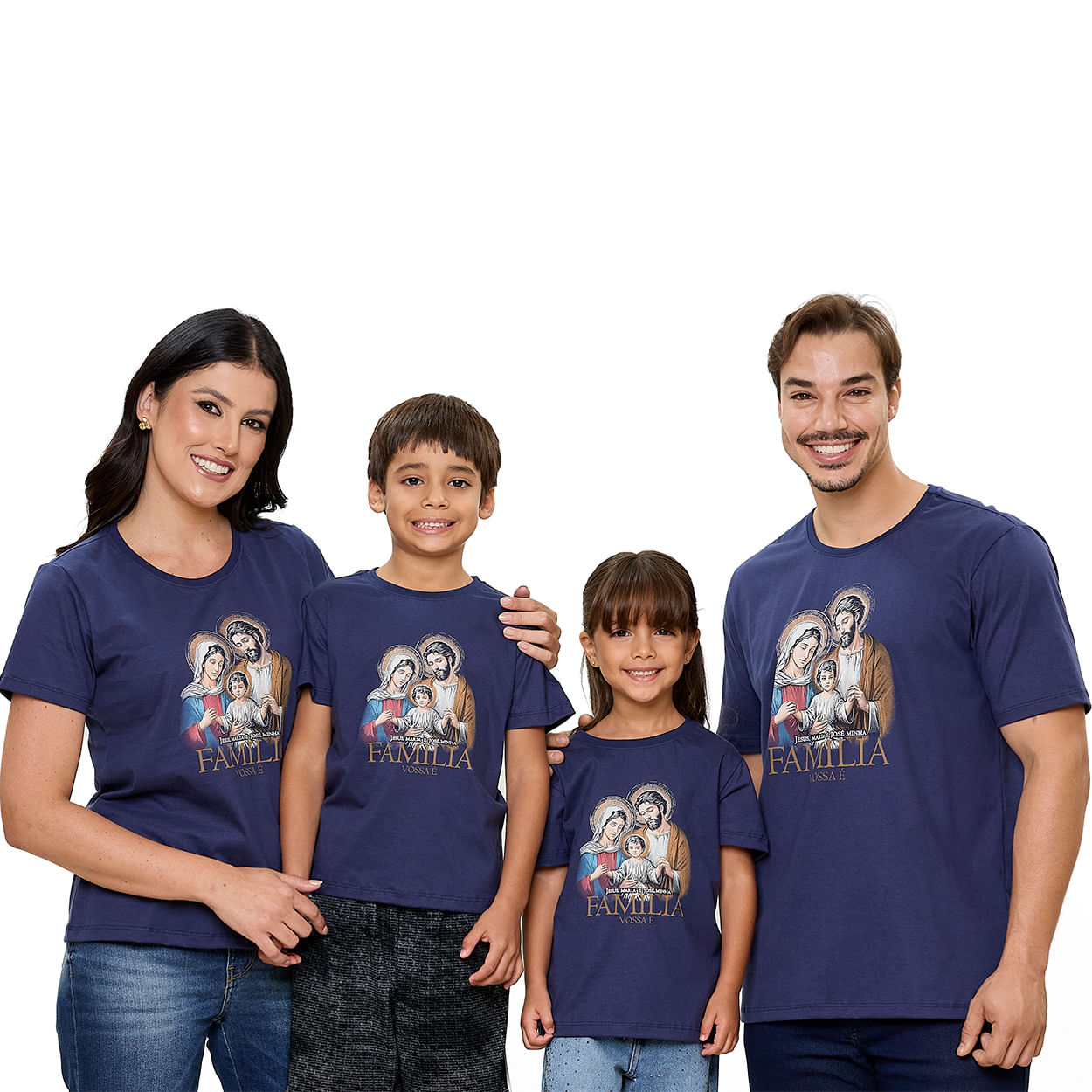 Azul Marinho  - Camiseta Infantil Unissex Sagrada Familia DV13604