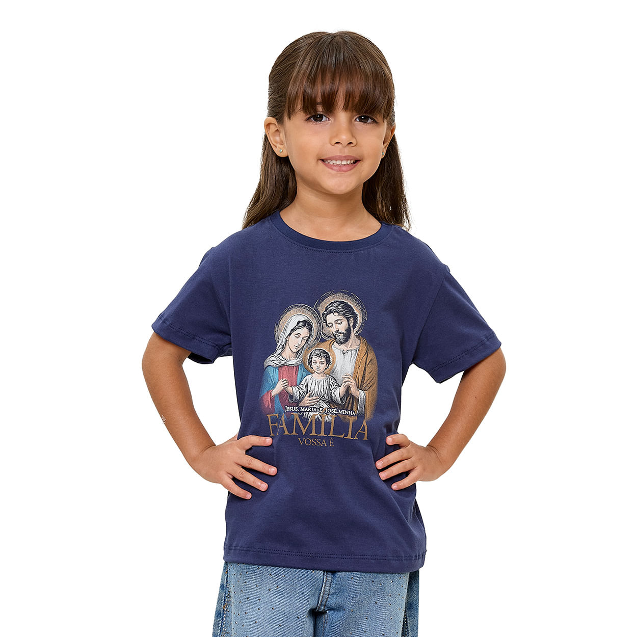 Azul Marinho  - Camiseta Infantil Unissex Sagrada Familia DV13604