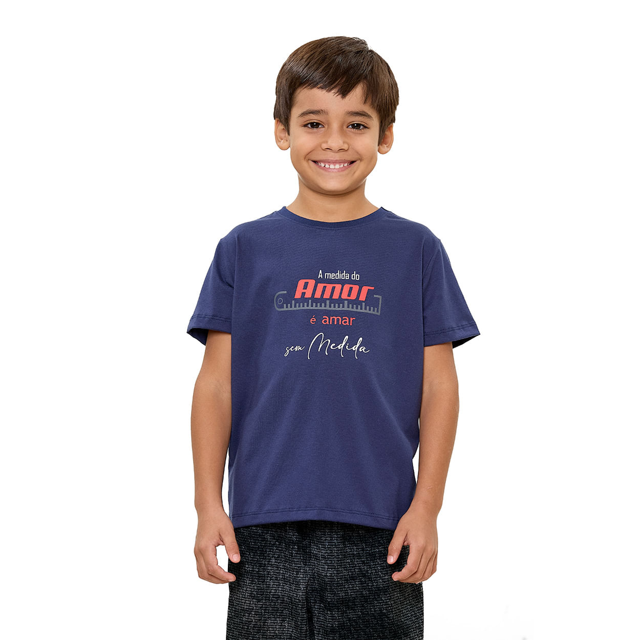 Azul Marinho  - Camiseta Infantil Unissex A Medida do Amor  MS13556