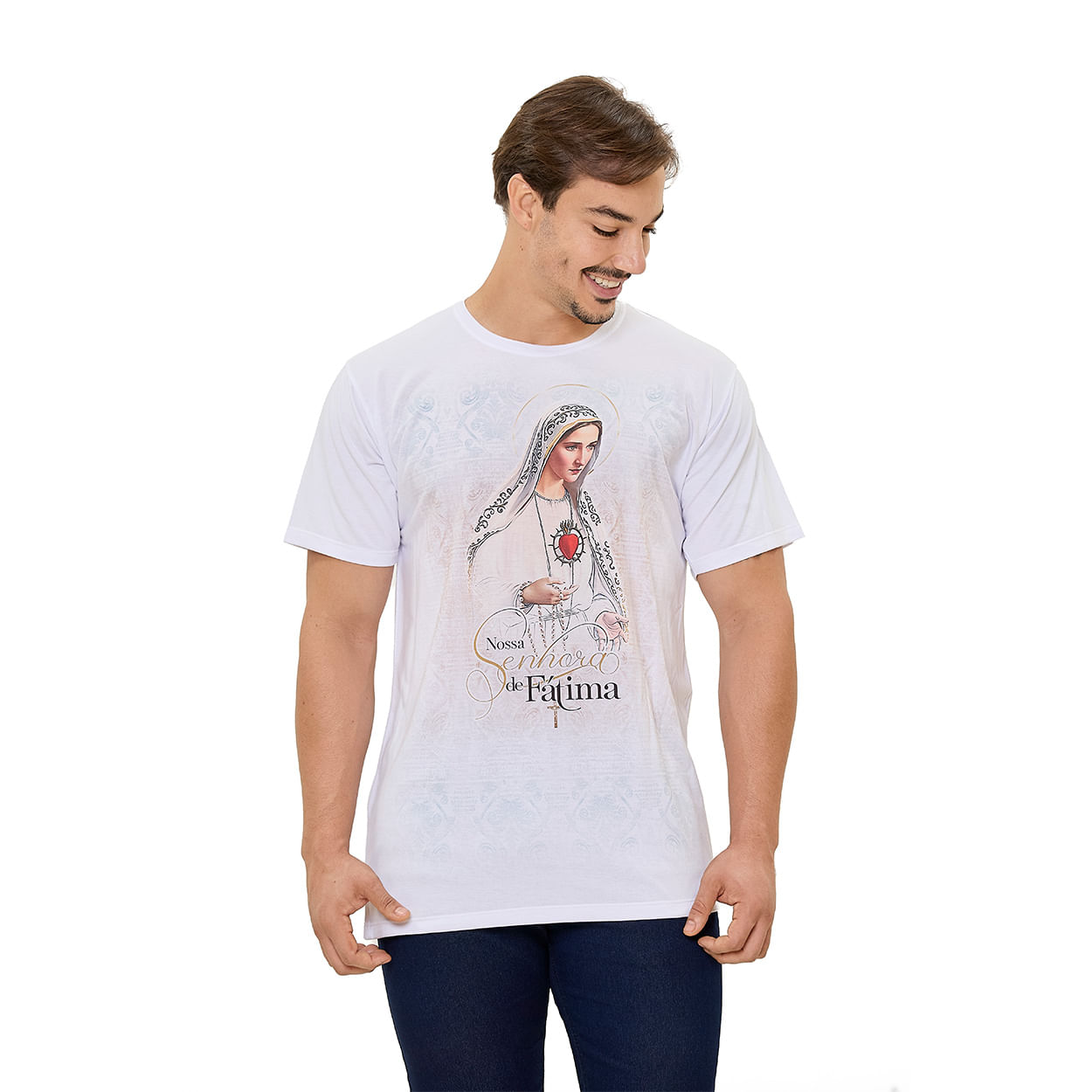 Branco  - Camiseta Nossa Senhora de Fátima DV13543