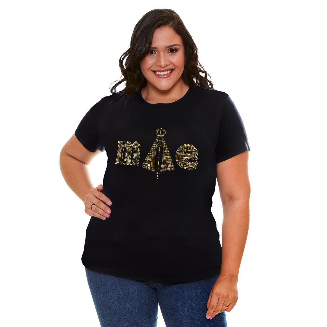 Preto  - Baby Look Plus Size Mãe FSP13639