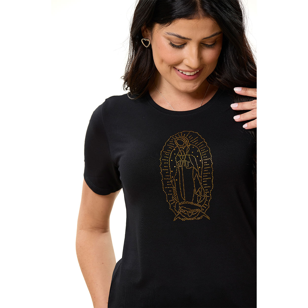 Preto  - Baby Look Nossa Senhora de Guadalupe FS13688