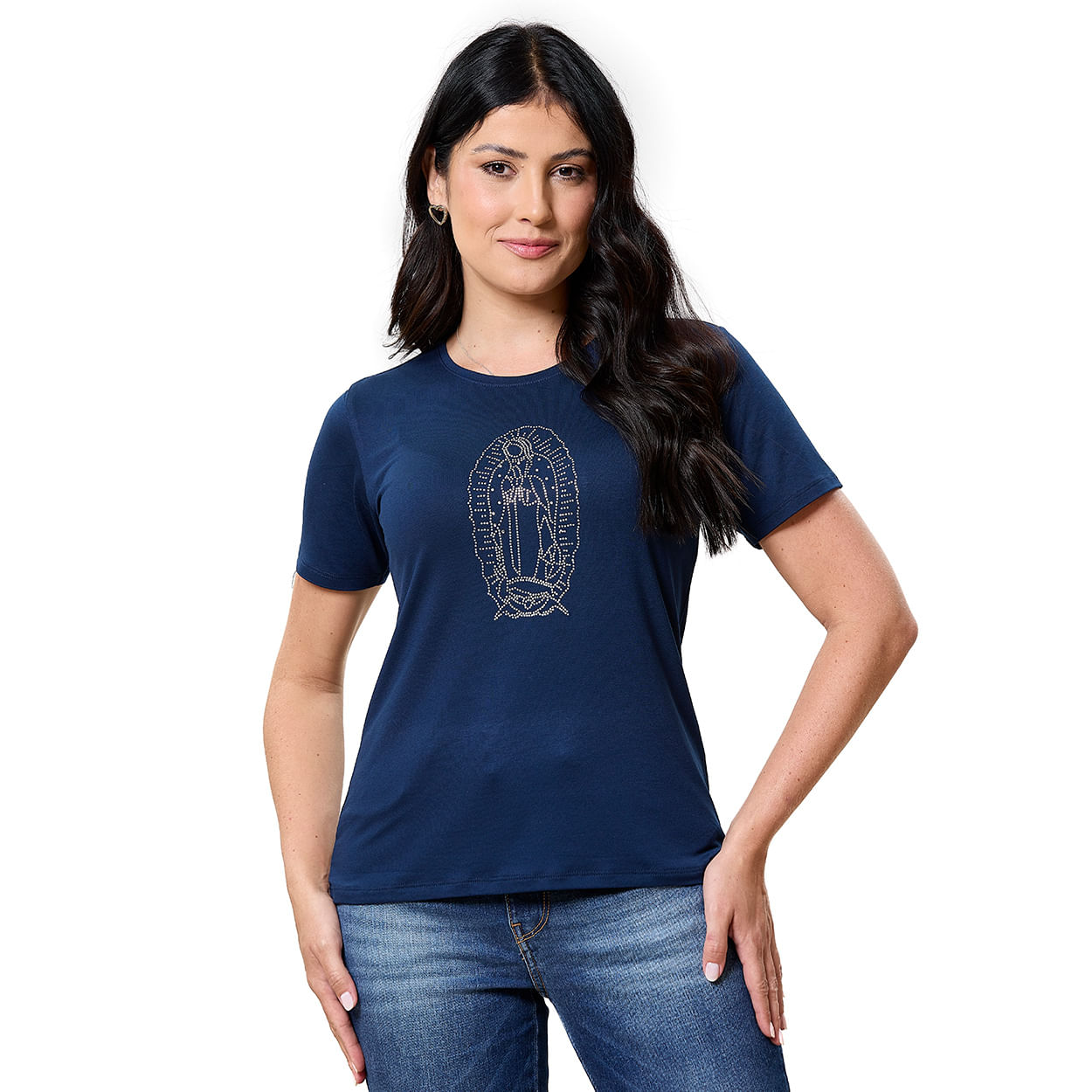 Azul  - Baby Look Nossa Senhora de Guadalupe FS13688