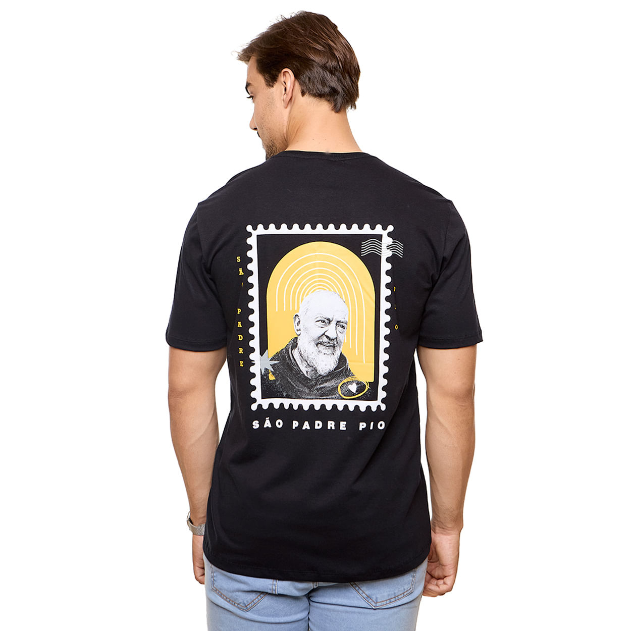 Preto  - Camiseta São Padre Pio MS13605