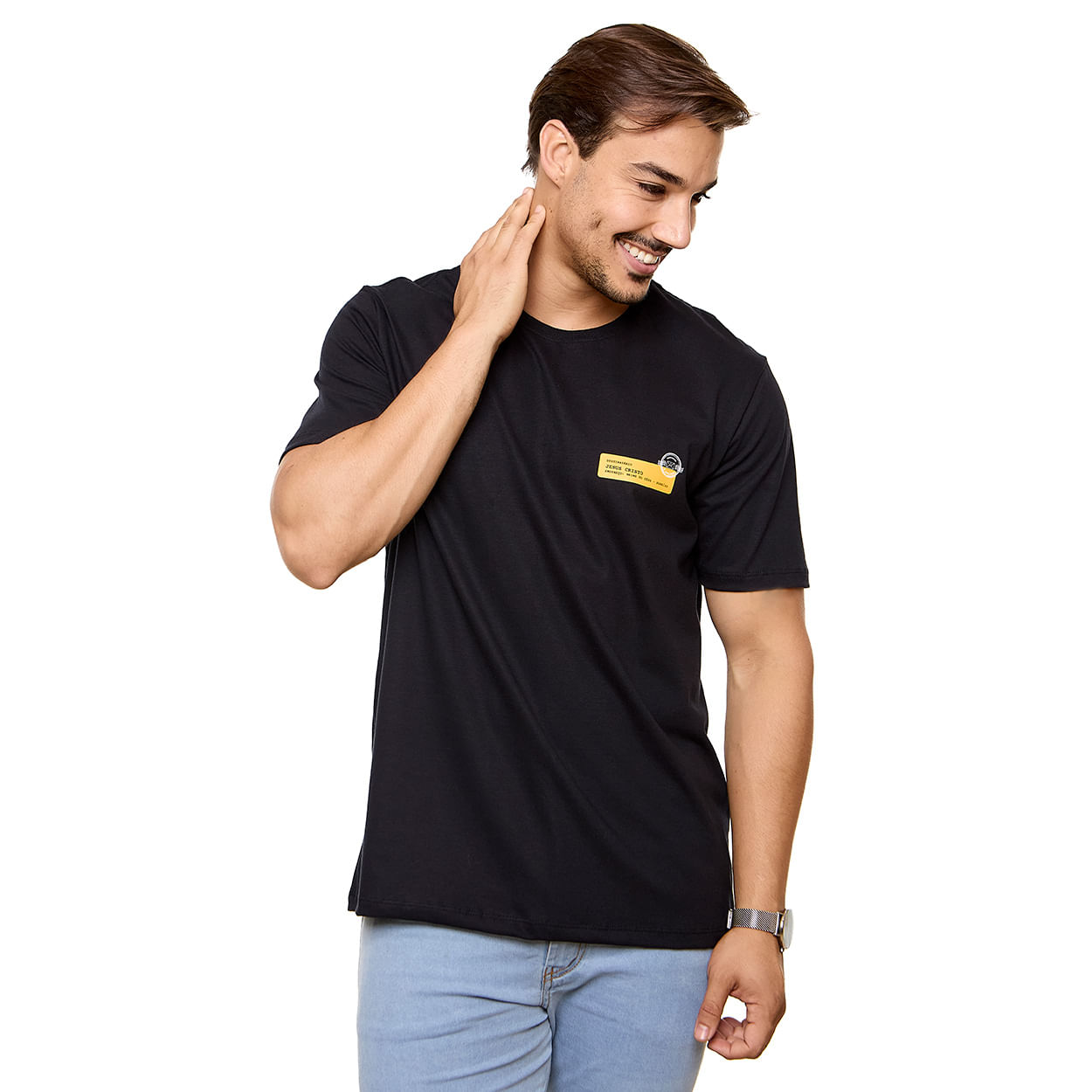 Preto  - Camiseta São Padre Pio MS13605