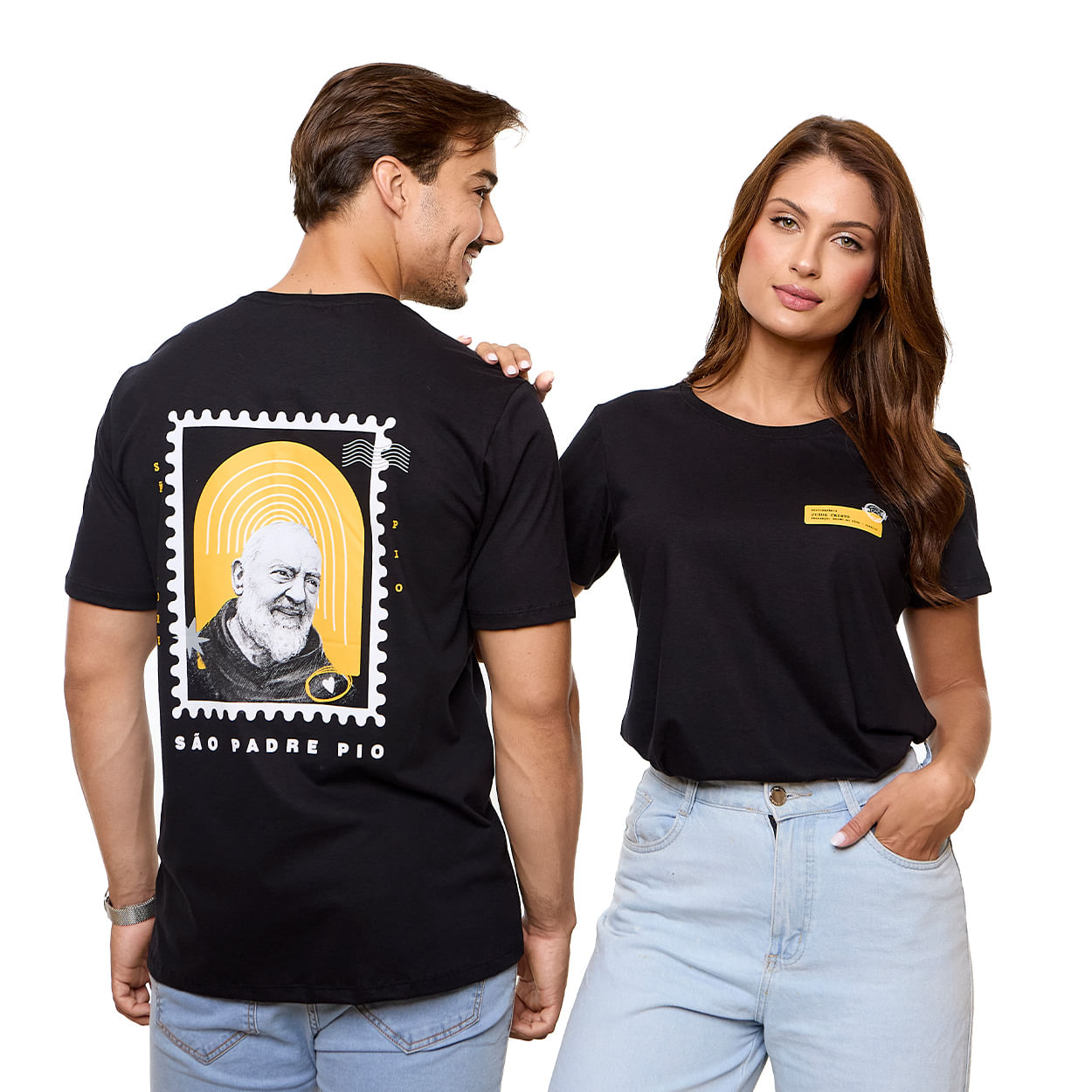 Preto  - Camiseta São Padre Pio MS13605