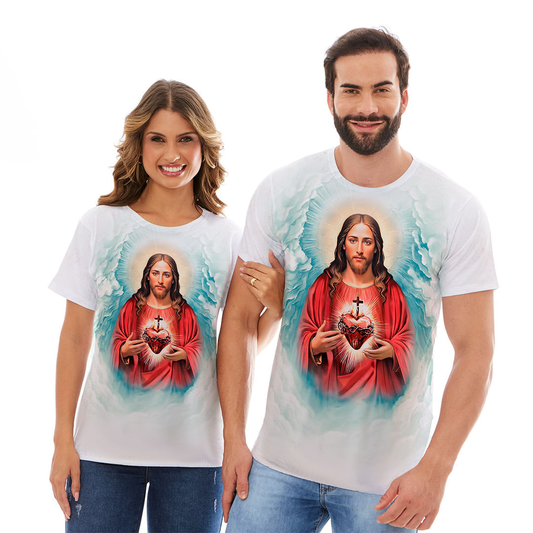 Branco  - Baby Look Sagrado Coração de Jesus DV13142