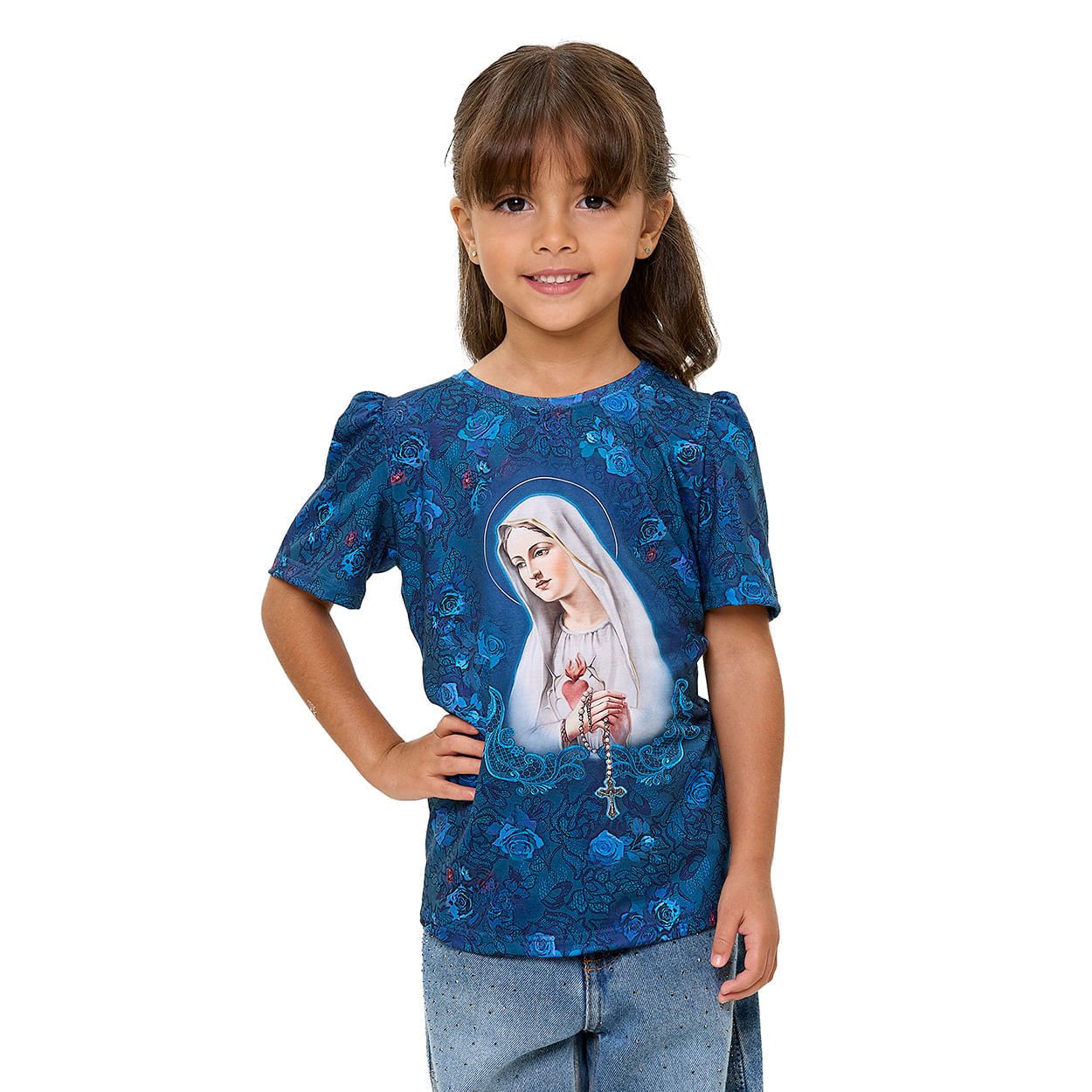 Estampado  - Baby Look Infantil Nossa Senhora de Fátima DV13552