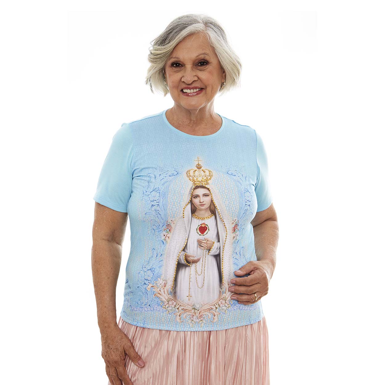 Azul Bebe  - Baby Look Nossa Senhora de Fátima FS12593
