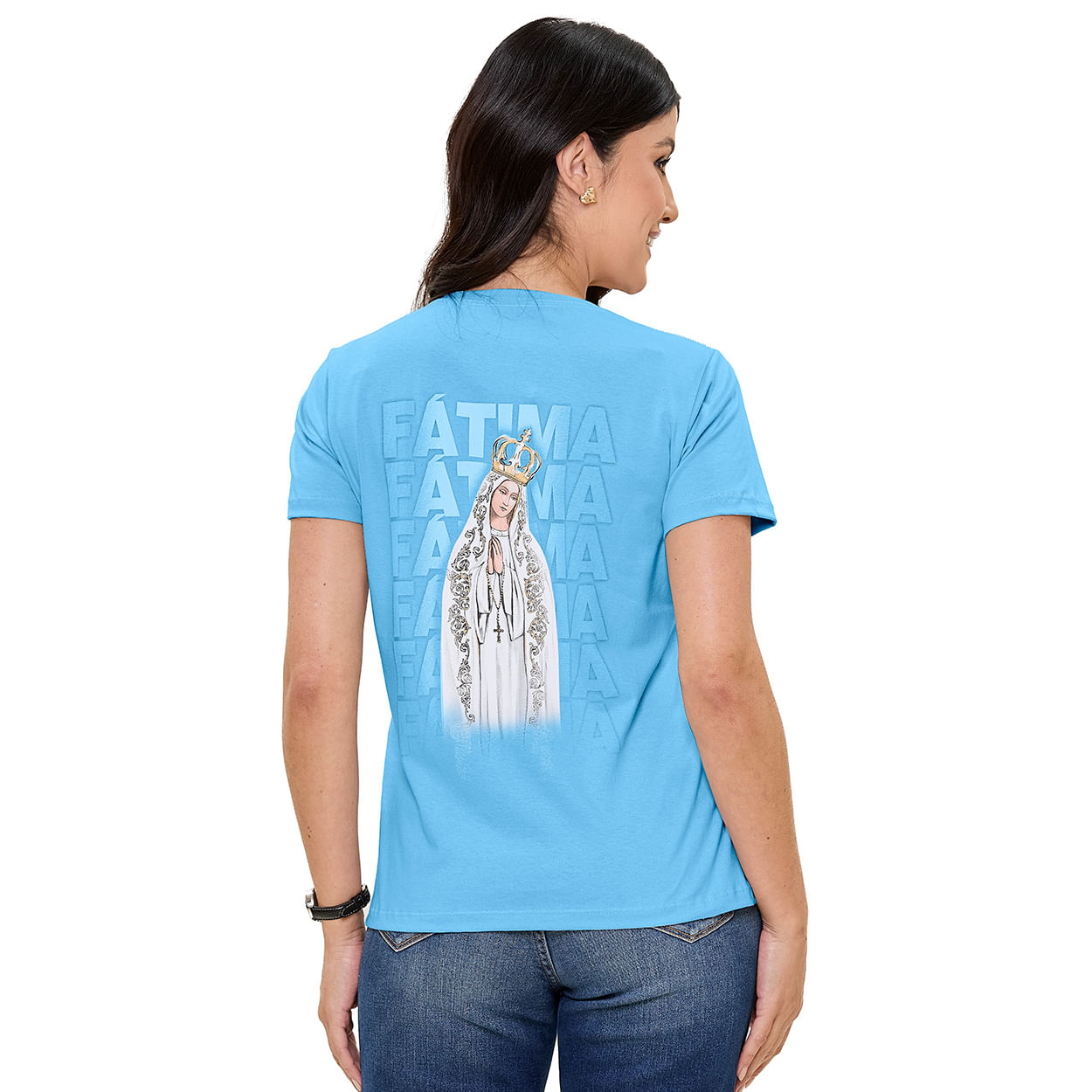 Azul  - Baby Look Nossa Senhora de Fátima DV13532