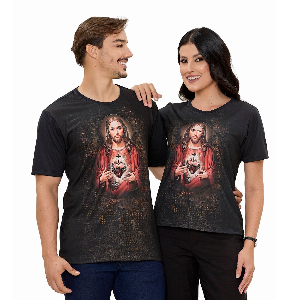 Preto  - Camiseta Sagrado Coração de Jesus DV13650