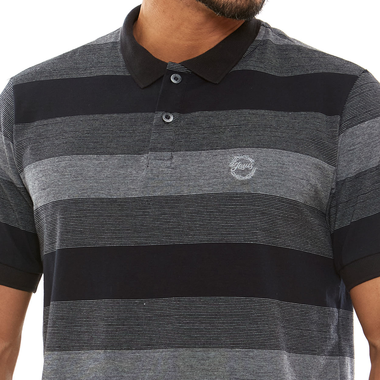 Listrado  - Camiseta Gola Polo Jesus c/ Coroa de Espinhos GMP13059