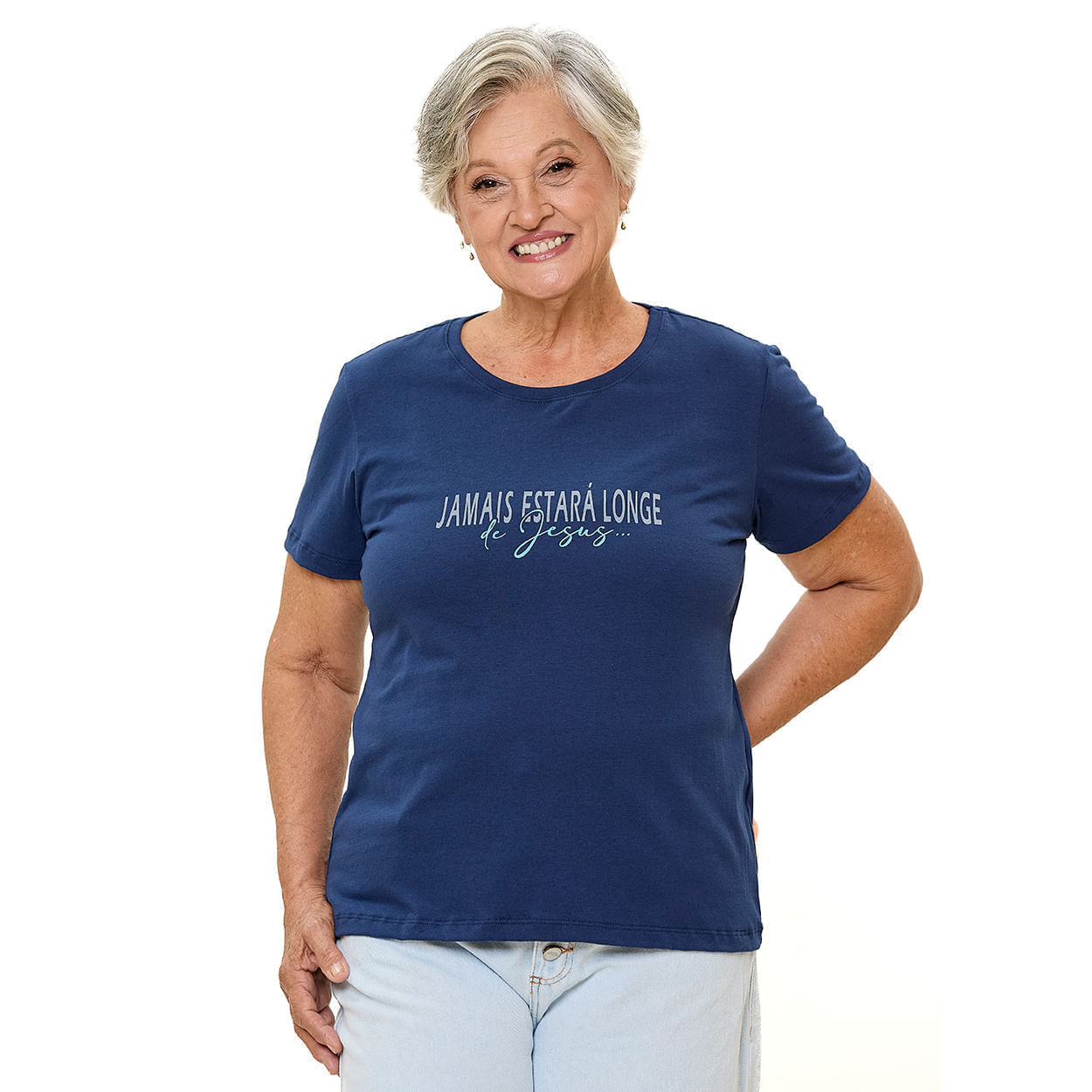 Azul Marinho  - Baby Look Jamais Estará Longe De Você DV13575