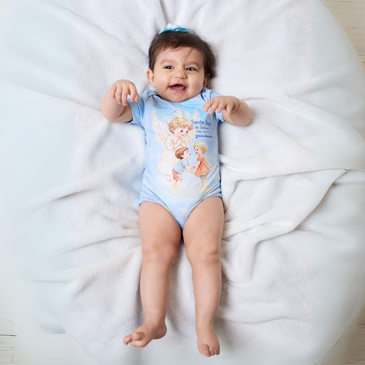 Azul Bebe  - Body Bebê Anjo da Guarda BB13704