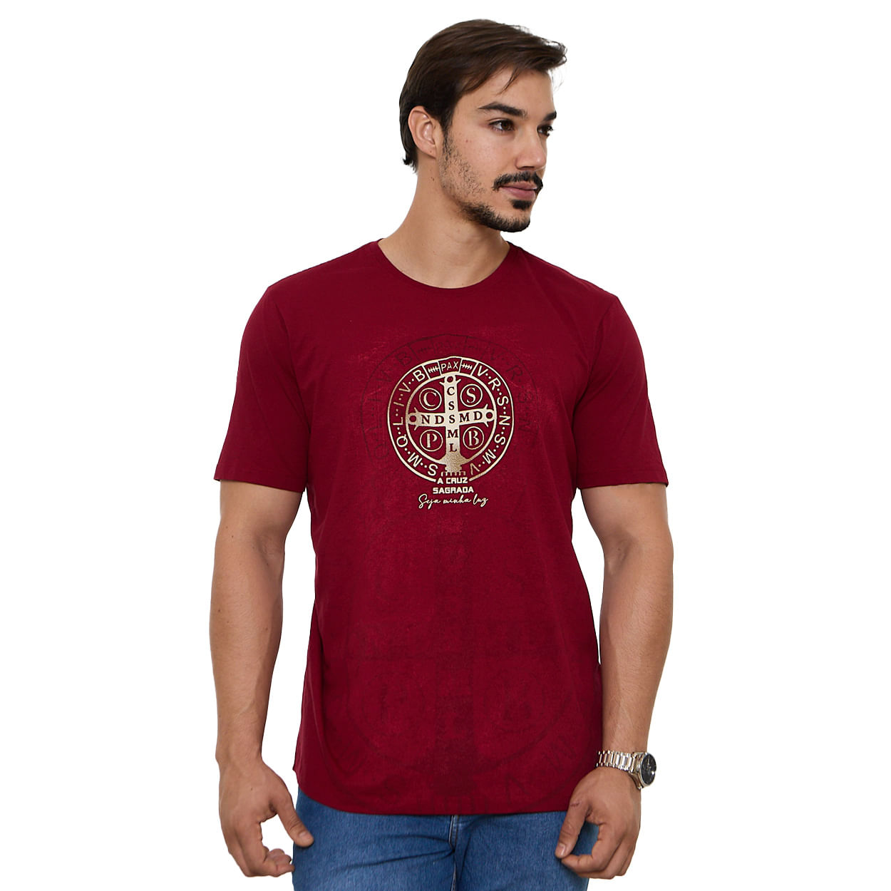 Vermelho  - Camiseta Medalha de São Bento DV13661