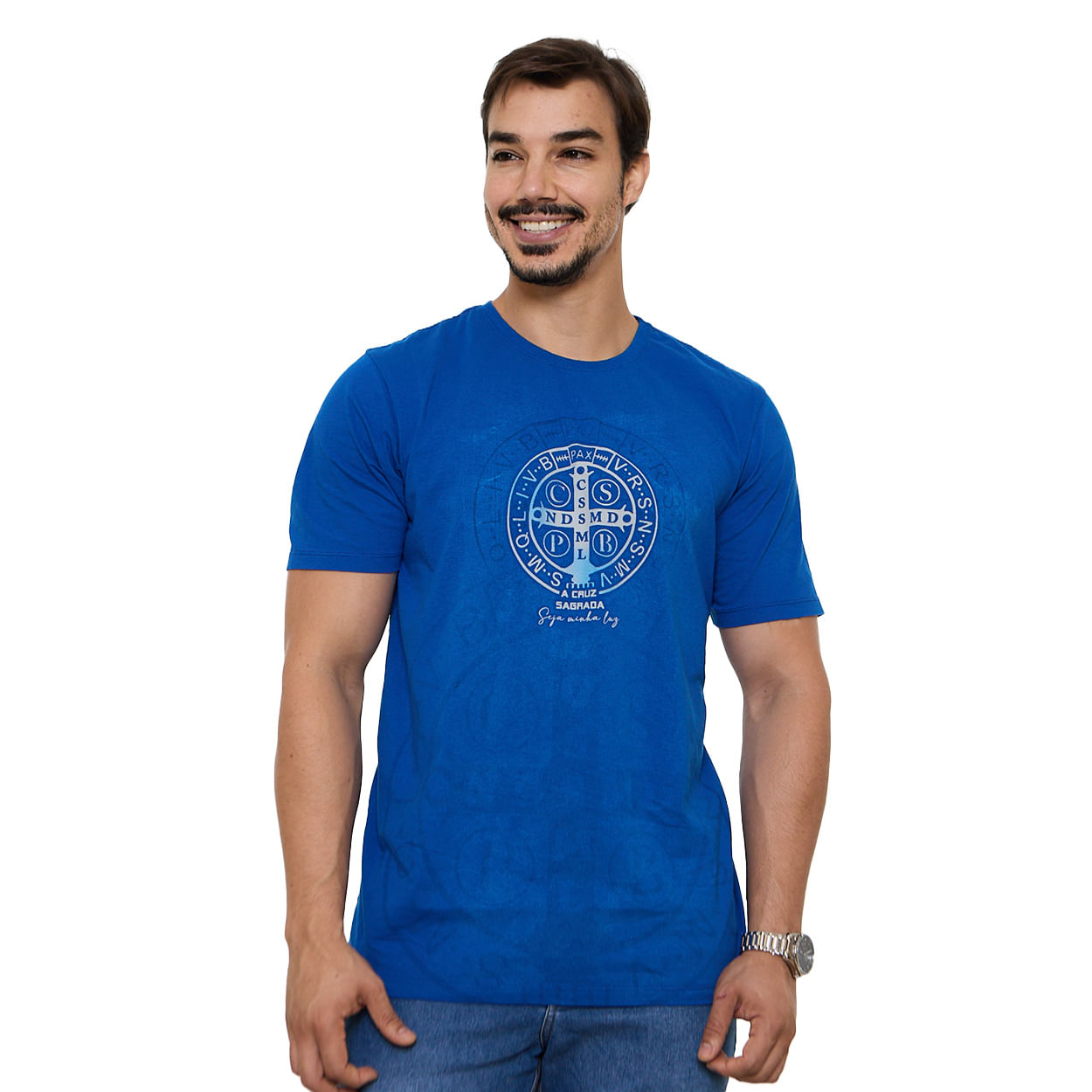 Azul  - Camiseta Medalha de São Bento DV13661