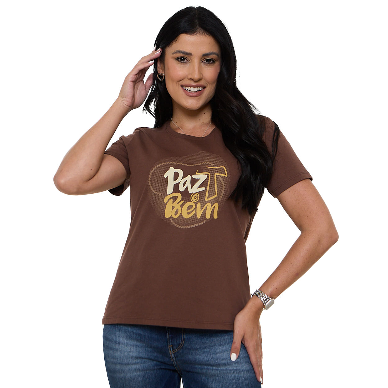 MARROM  - Baby Look Paz e Bem DV13670