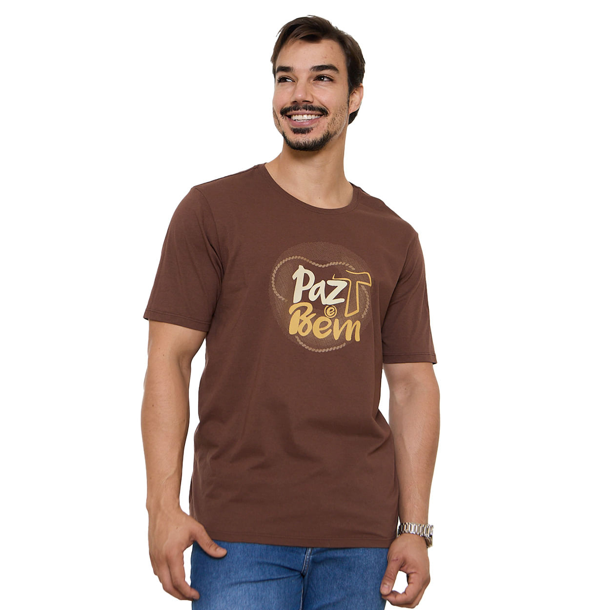 Marrom  - Camiseta Paz e Bem DV13669
