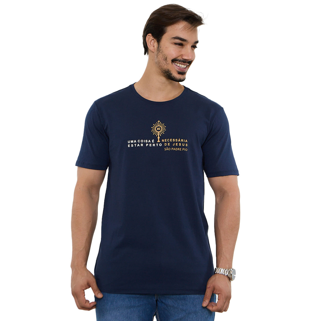 Azul Marinho  - Camiseta São Padre Pio DV13667