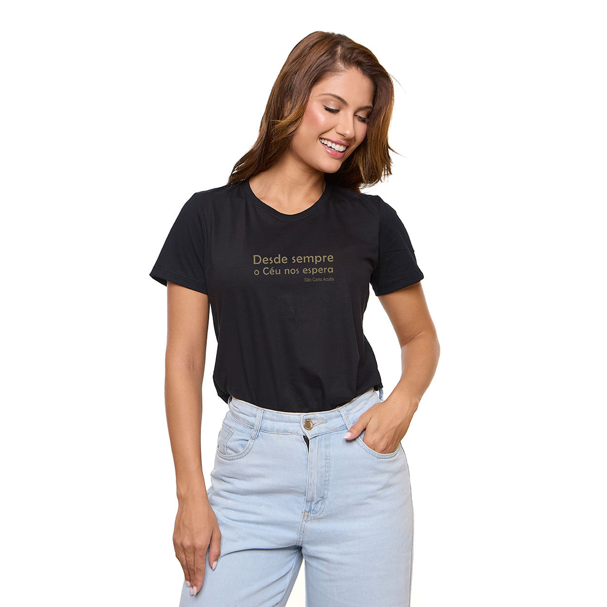 Preto  - Baby Look São Carlo Acutis DV13754