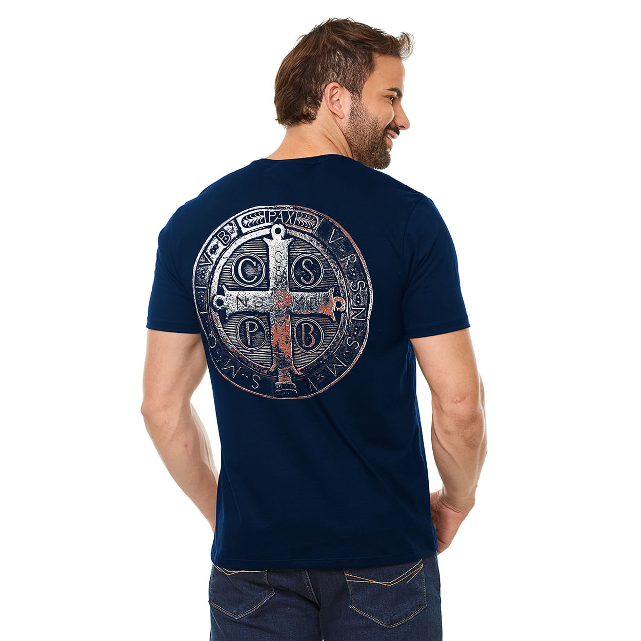 Azul Marinho  - Camiseta Medalha de São Bento DV13328
