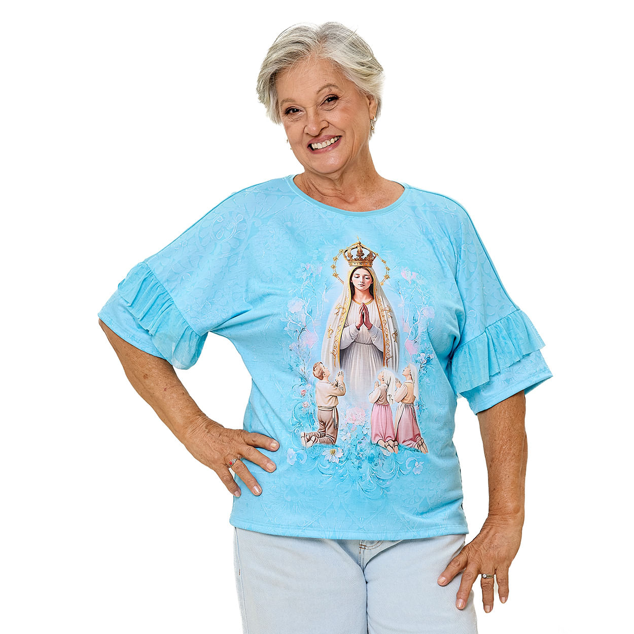 Azul Celeste  - Blusa Nossa Senhora de Fátima DV13540