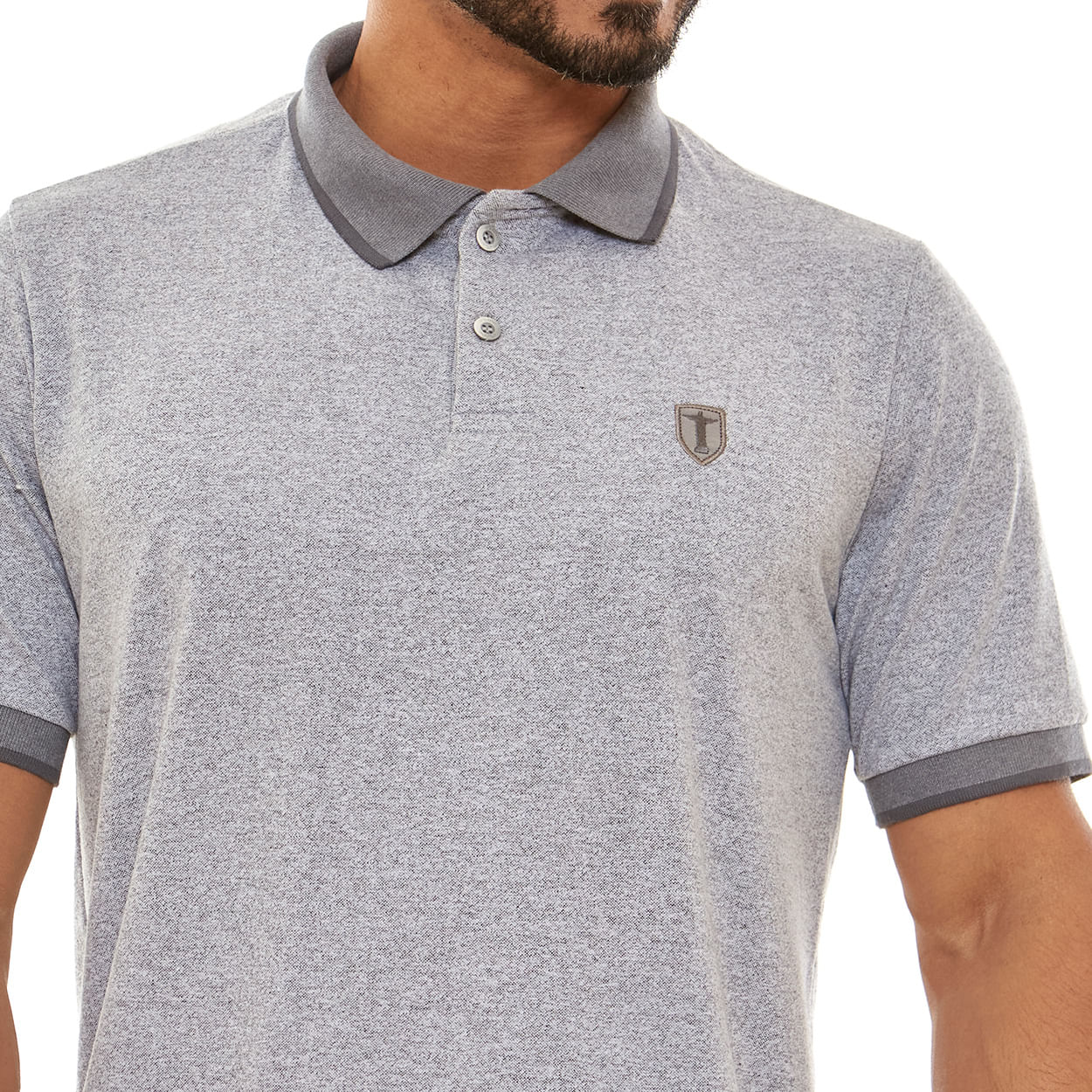Cinza Mescla Grafite  - Camiseta Gola Polo Cruz GMP13138
