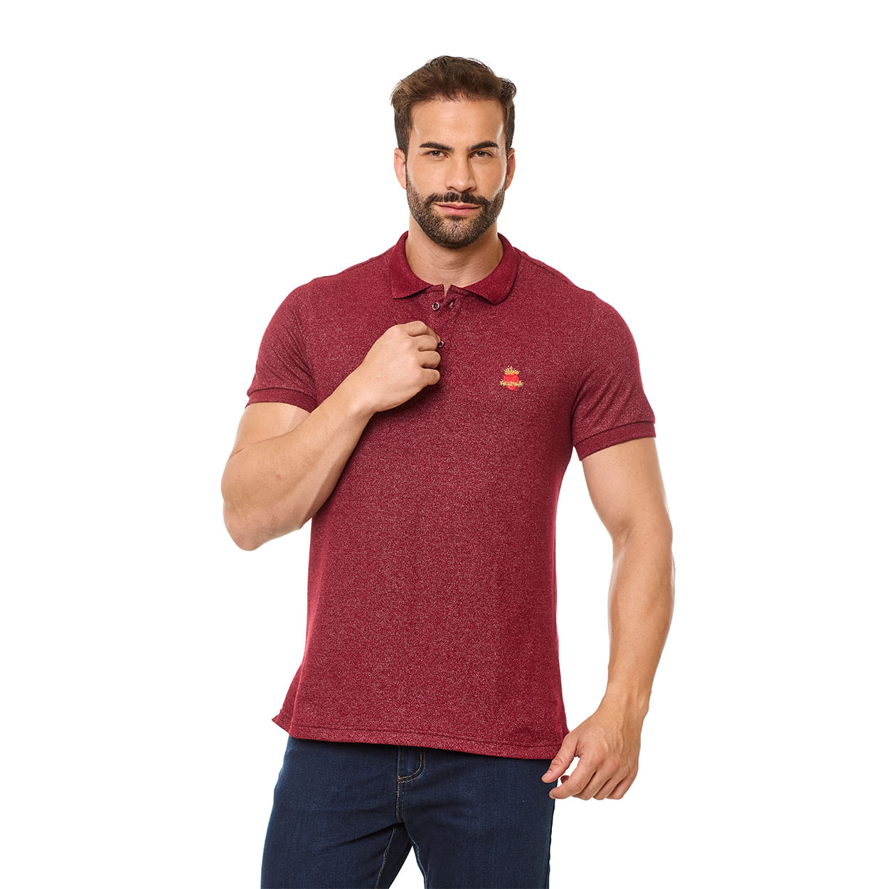 Vermelho  - Camiseta Gola Polo Sagrado Coração de Jesus GMP13410