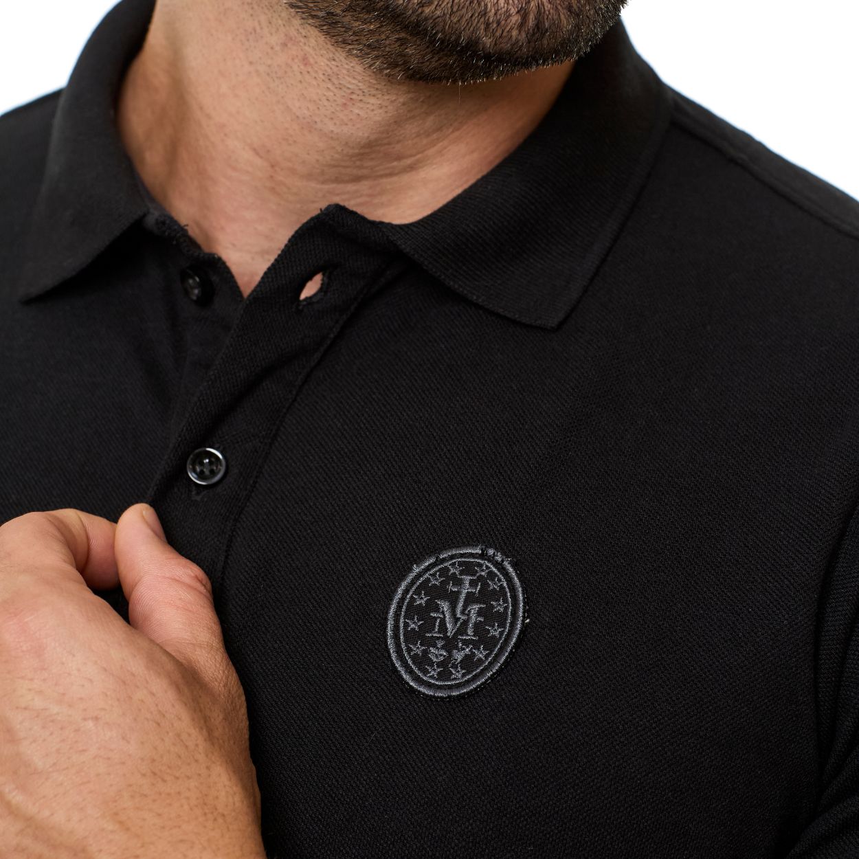 Preto  - Camiseta Gola Polo Medalha da Graça GMP13407
