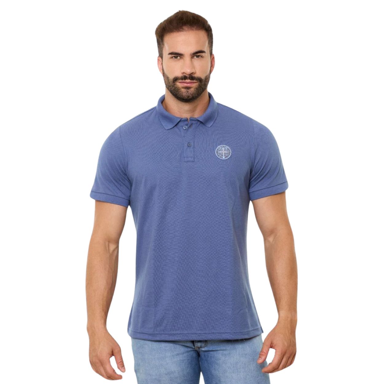 Azul Petroleo  - Camiseta Gola Polo Medalha de São Bento GMP13310