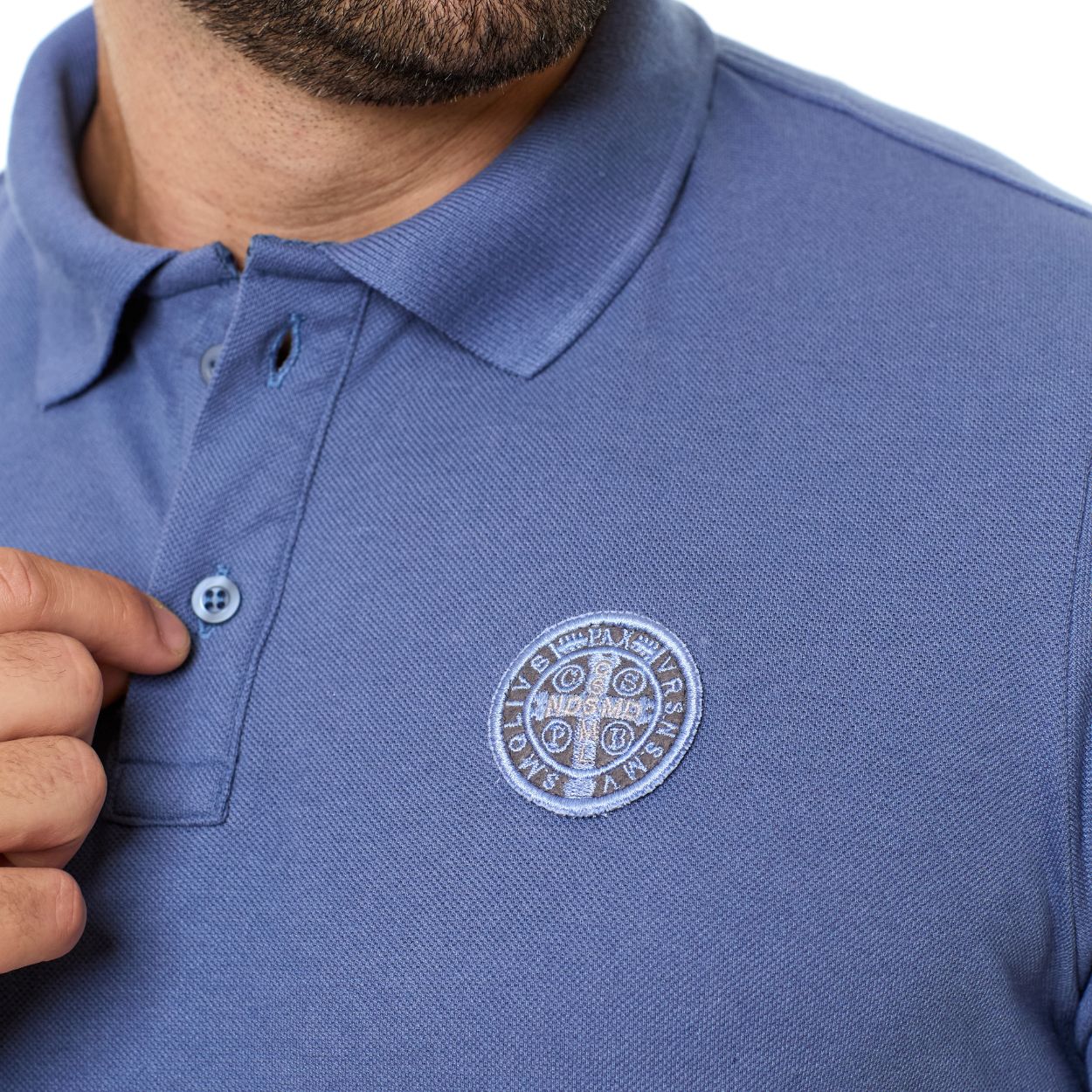 Azul Petroleo  - Camiseta Gola Polo Medalha de São Bento GMP13310