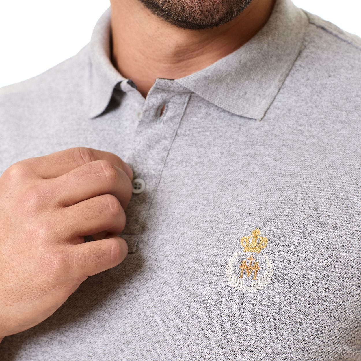 cinza  - Camiseta Gola Polo Simbolo Mariano GMP13408