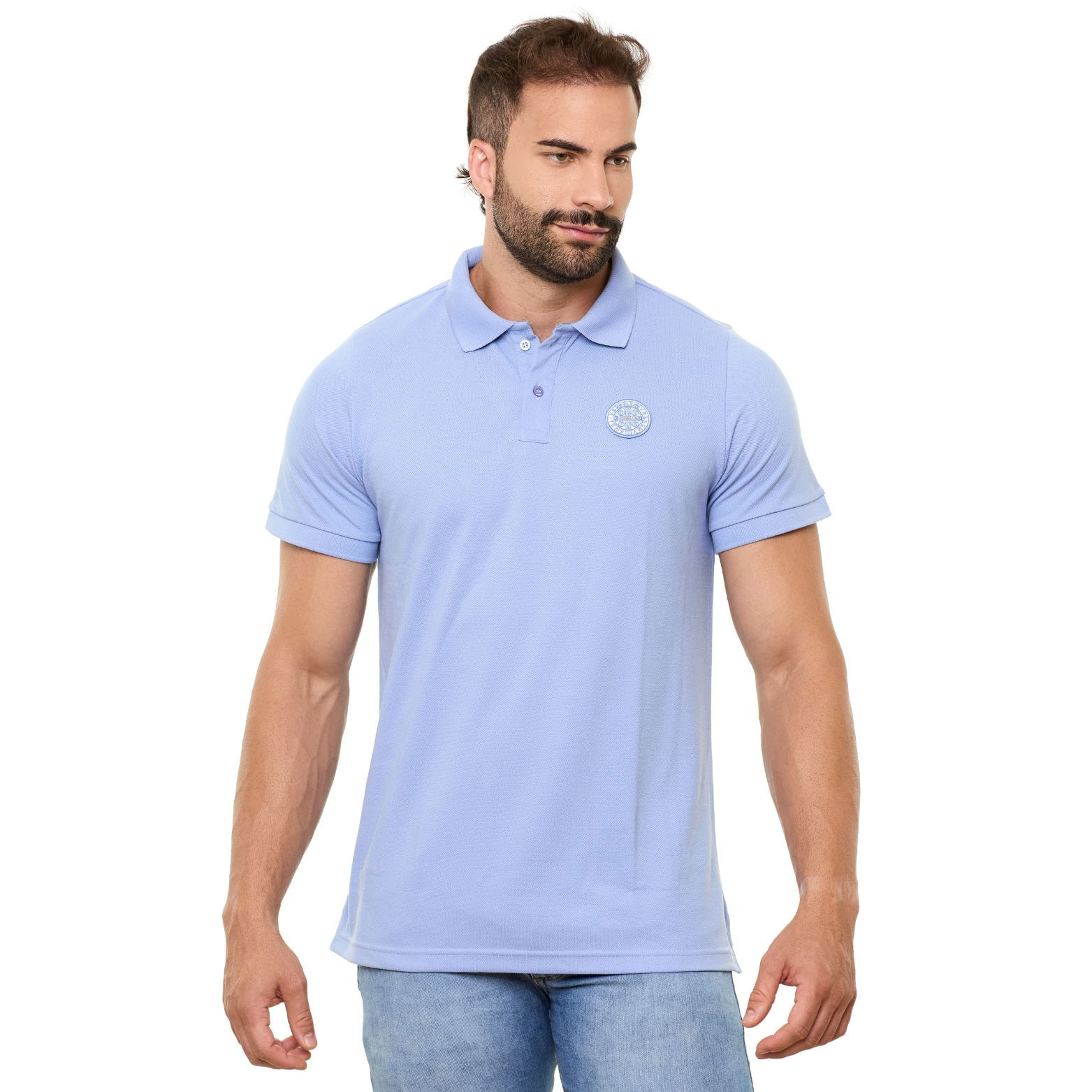 Azul Ceu  - Camiseta Gola Polo Medalha de São Bento GMP13309